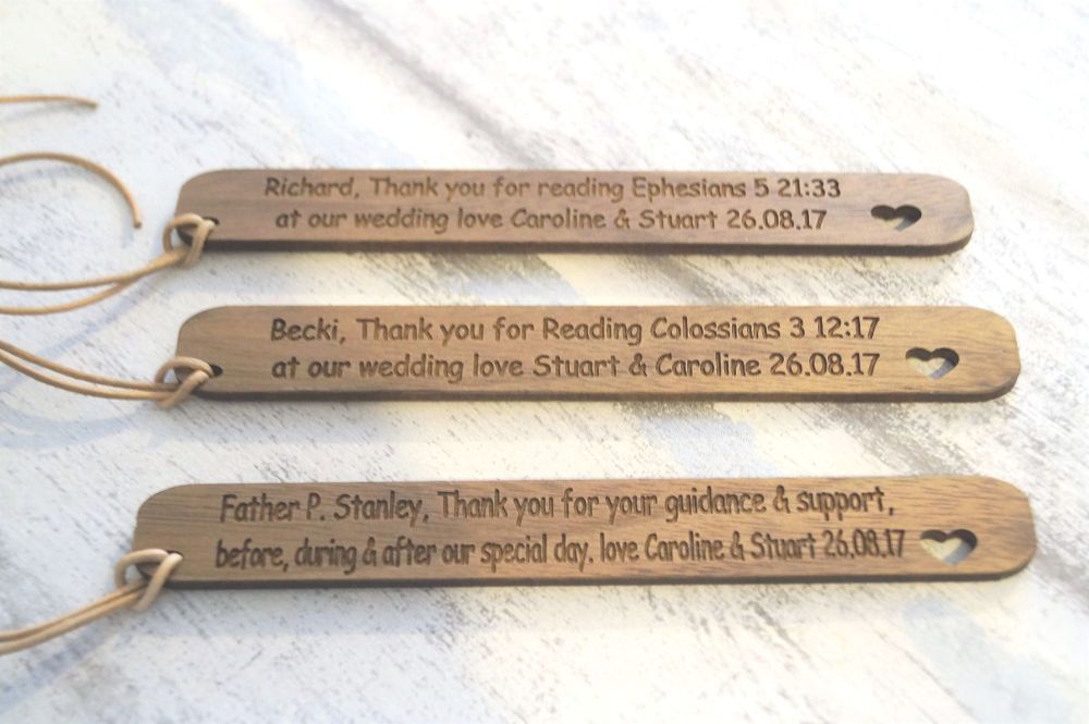 Wedding favour, Wooden bookmark, bridal party gift, church reading gift, vi