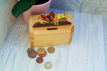 Wooden butterfly moneybox