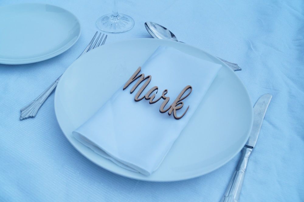 Wooden Name Place Setting, Wooden Name Table Settings