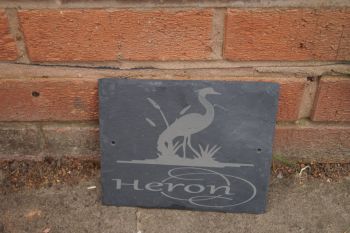 Personalised house sign with heron image