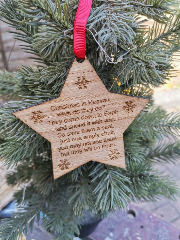 Christmas in heaven star decoration, personalised decoration, memorial, in 