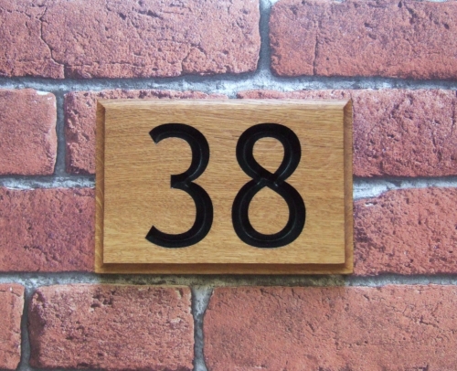 Two or Three Digit Carved Oak House Sign