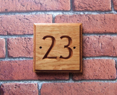 One or Two Digit Carved Oak House Sign