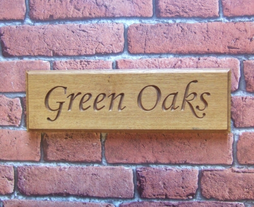 Single Row Carved Oak House Sign