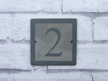 Single Digit Tumbled Slate Number Block With Engraved Background