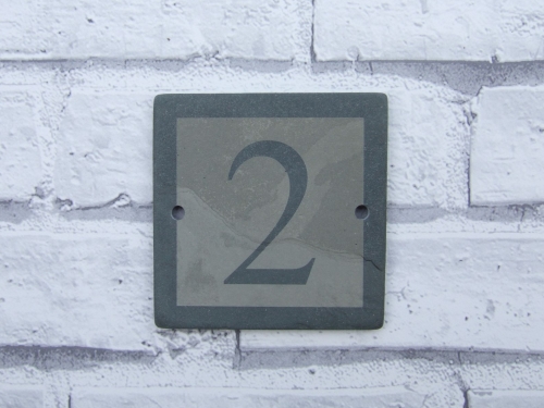 Single Digit Tumbled Slate Number Block With Background Engraving
