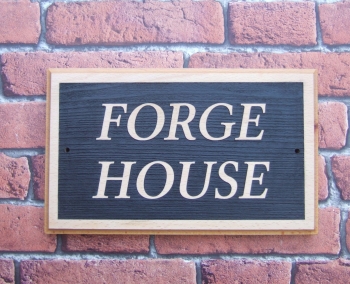 Two or Three Row Laser Relief Engraved Oak House Sign
