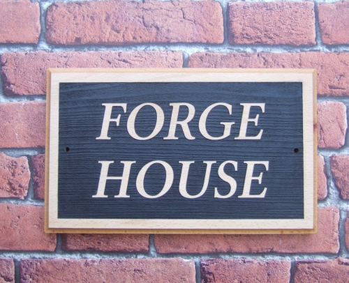 Two Row Laser Engraved Oak House Sign