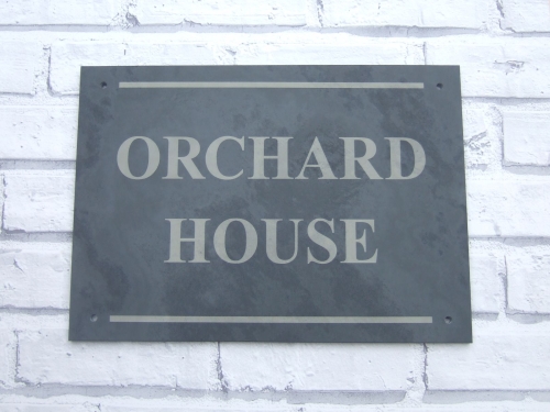 Two Row Slate House Sign With Border
