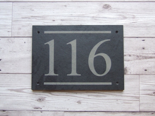 Three Digit Slate Number Block With Border