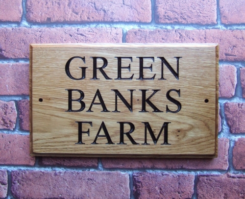 Three Row Carved Oak House Sign