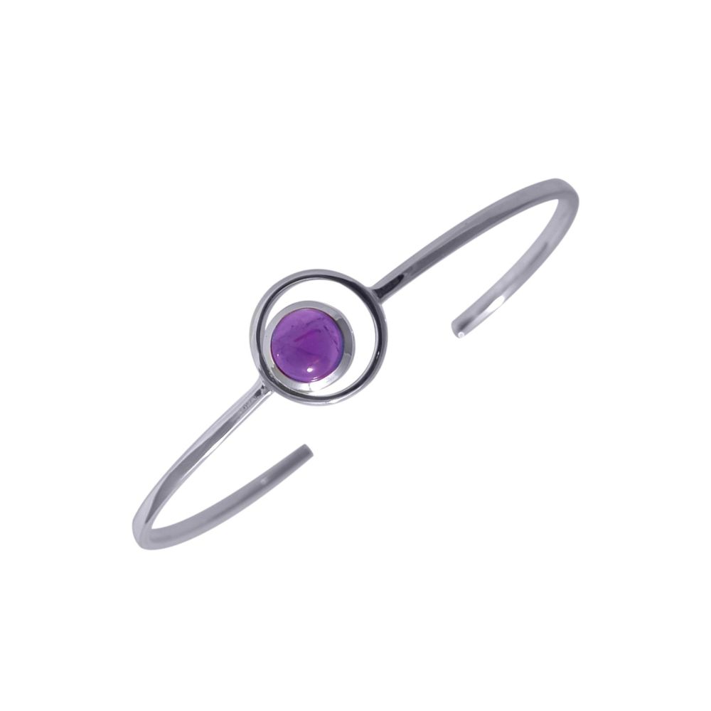 Silver Amethyst Torque Bangle by JUPP