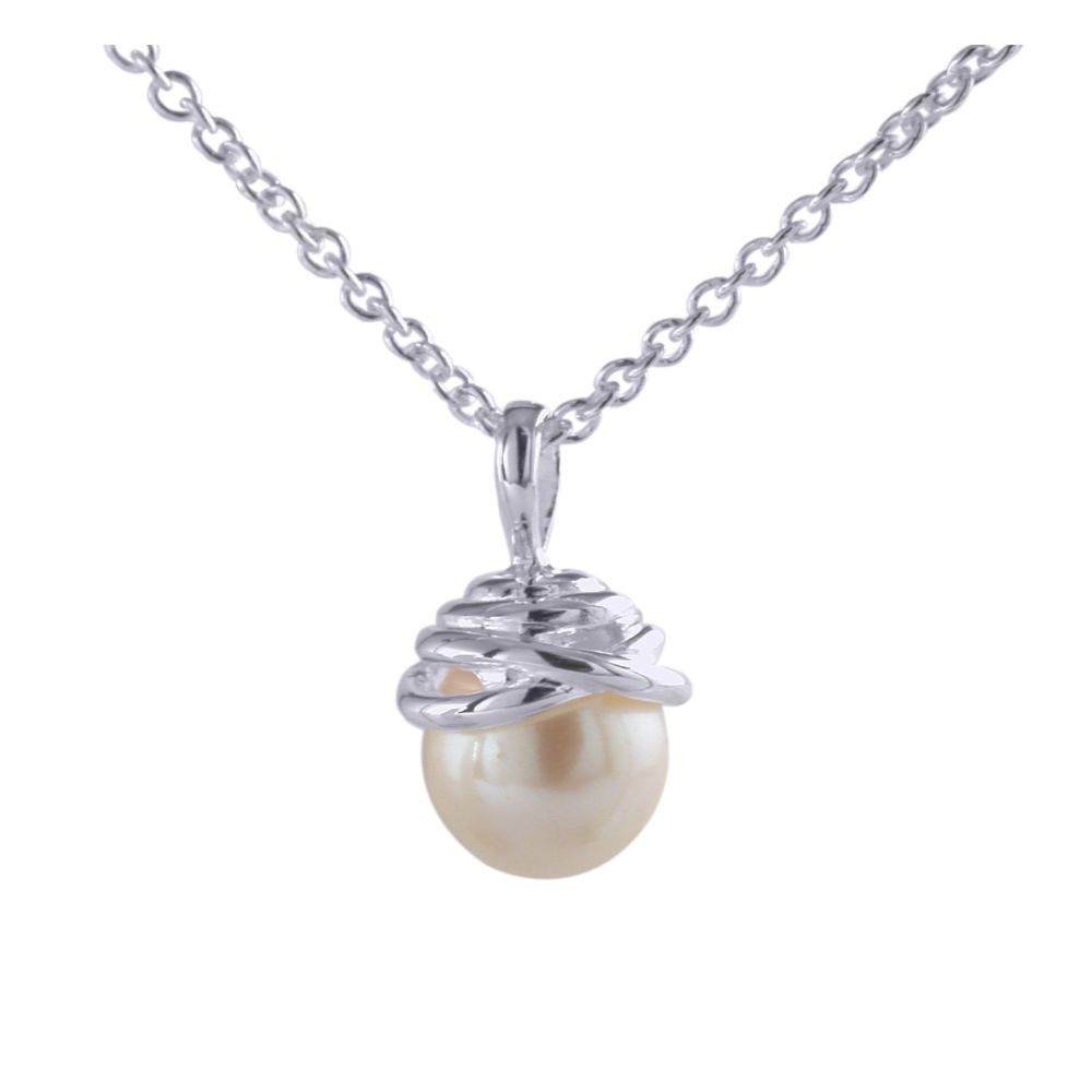 Spiral Pearl Pendant & Chain by JUPP