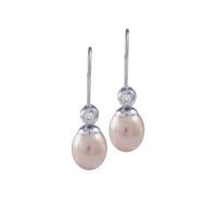 Pink Pearl & Diamond Drop Earrings by JUPP