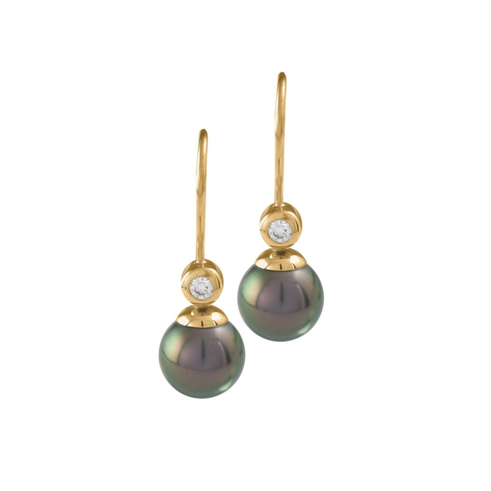 Tahitian Pearl & Diamond Drop Earrings by JUPP