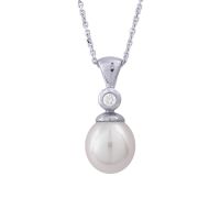 White Pearl & Diamond Pendant by JUPP