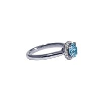 Aquamarine & Diamond Halo Ring by JUPP