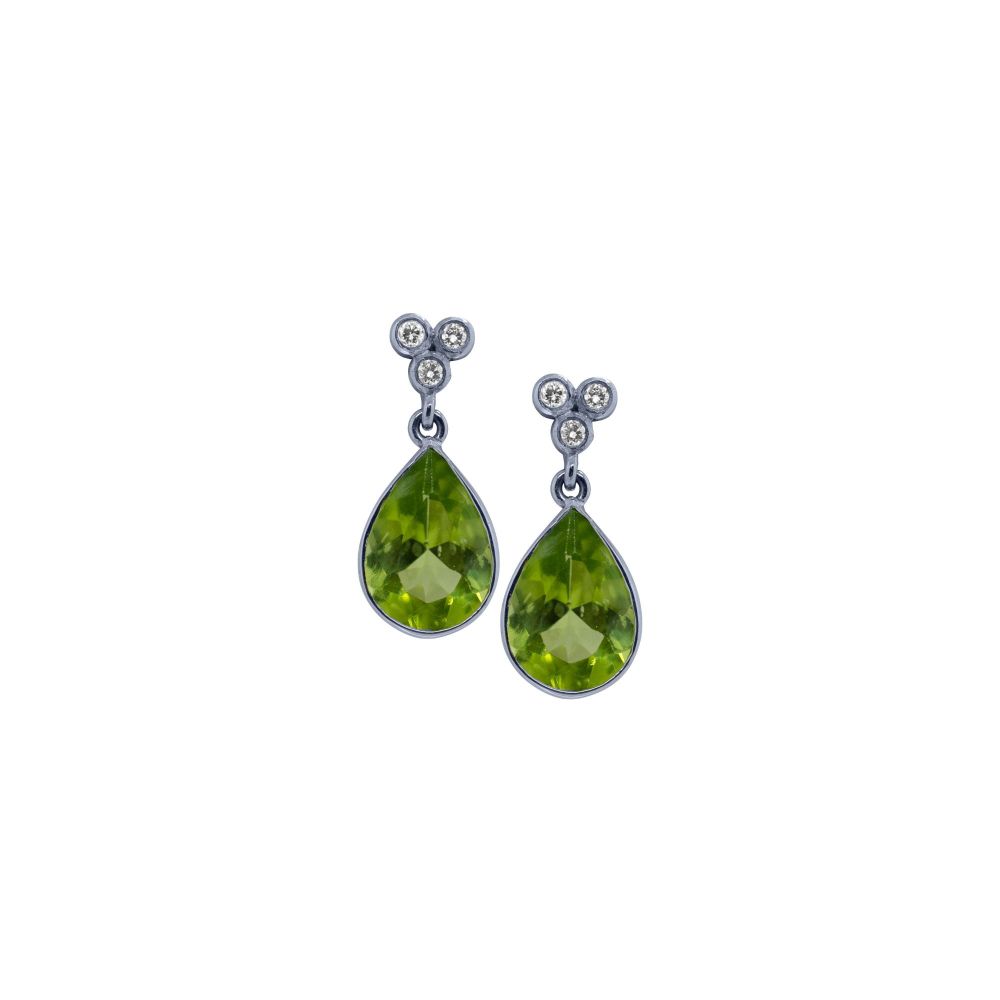 Peridot & Diamond Drop Earrings by JUPP