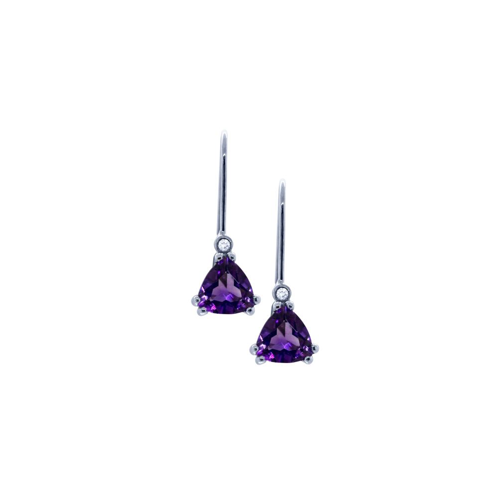 Amethyst & Diamond Drop Earrings by JUPP