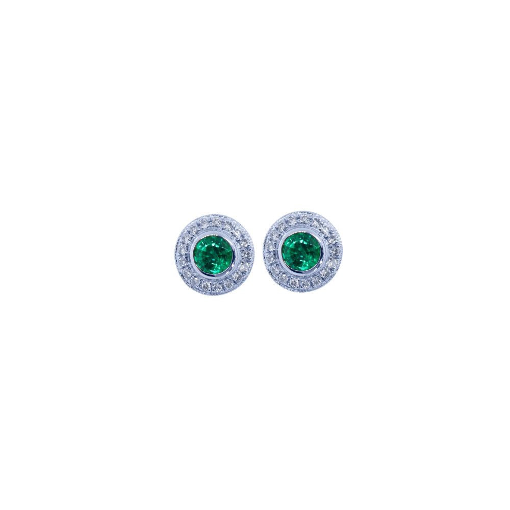 Emerald & Diamond Ear Studs by JUPP