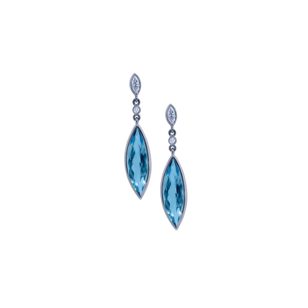 Blue Topaz & Diamond Drop Earrings by JUPP
