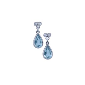 Aquamarine & Diamond Drop Earrings by JUPP