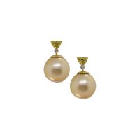 South Sea Pearl & Yellow Diamond Drop Earrings by JUPP