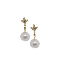 South Sea Pearl & Diamond Drop Earrings by JUPP