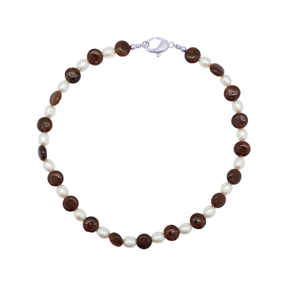Hessonite Garnet & Pearl Necklace by Jupp