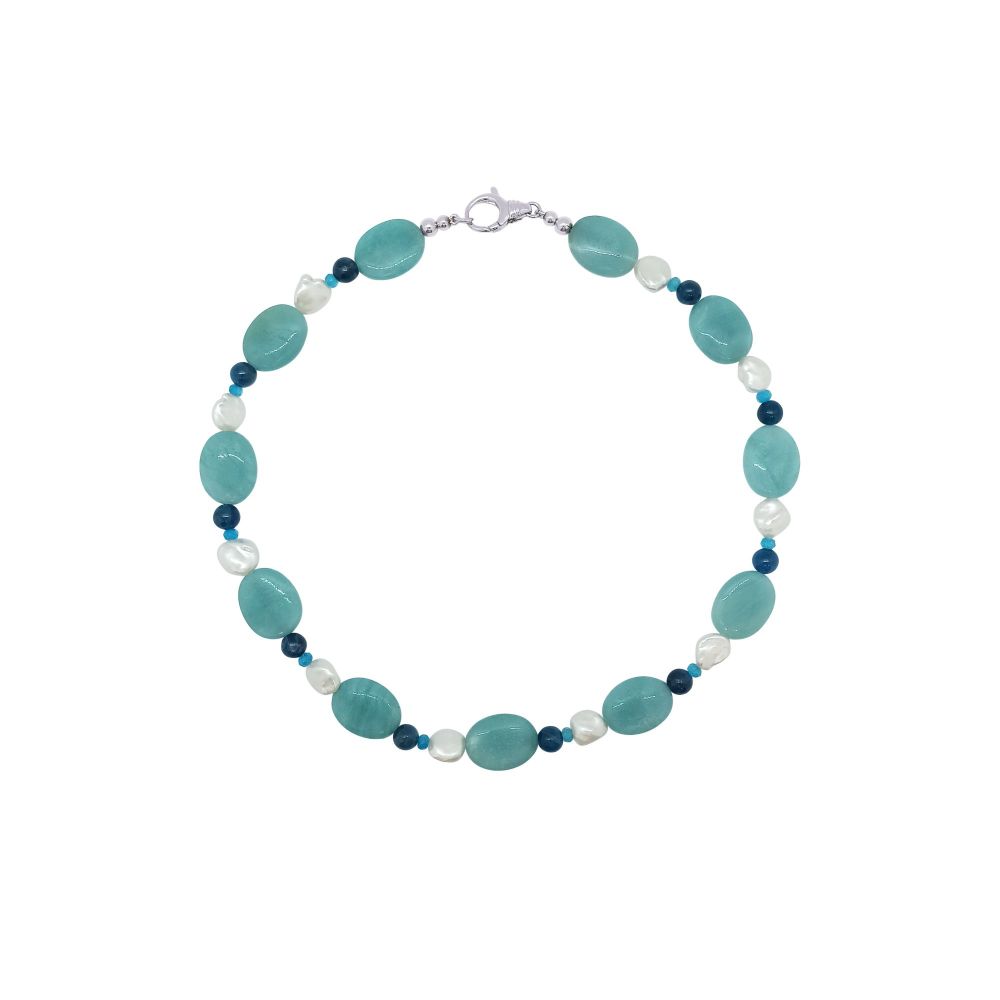 Amazonite & Keshi Pearl Necklace by Jupp