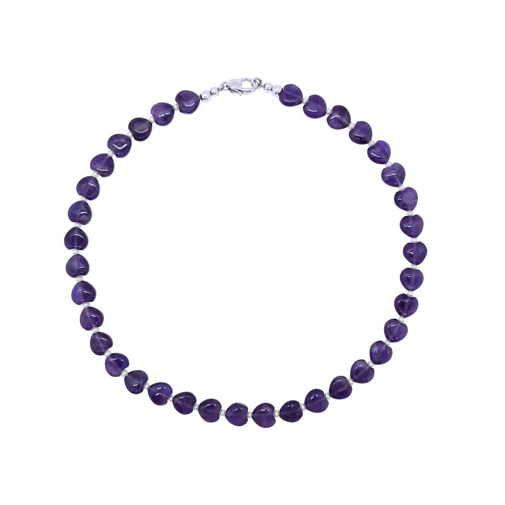 Amethyst Hearts & Pearl  Necklace by Jupp