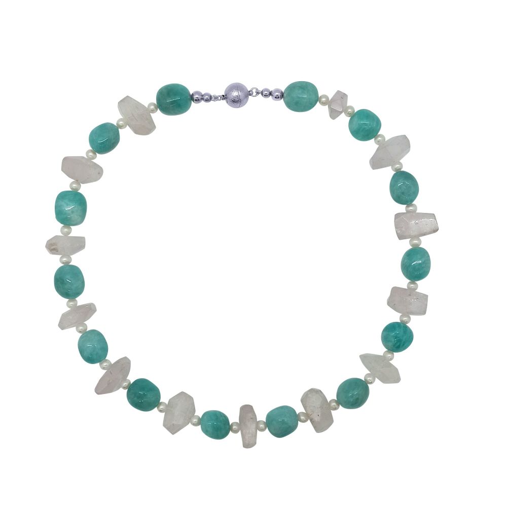 Kunzite, Amazonite and Pearl Necklace by Jupp
