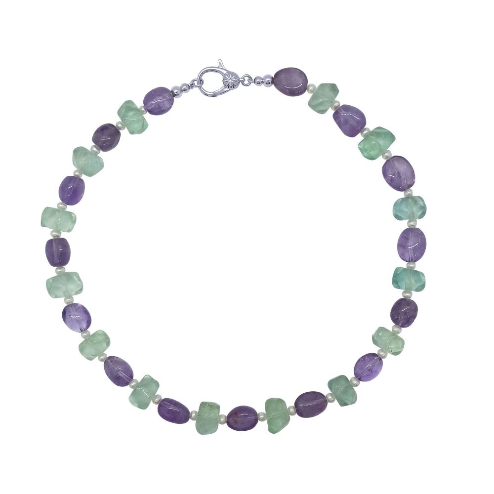 Amethyst, Fluorite and Pearl Necklace by Jupp