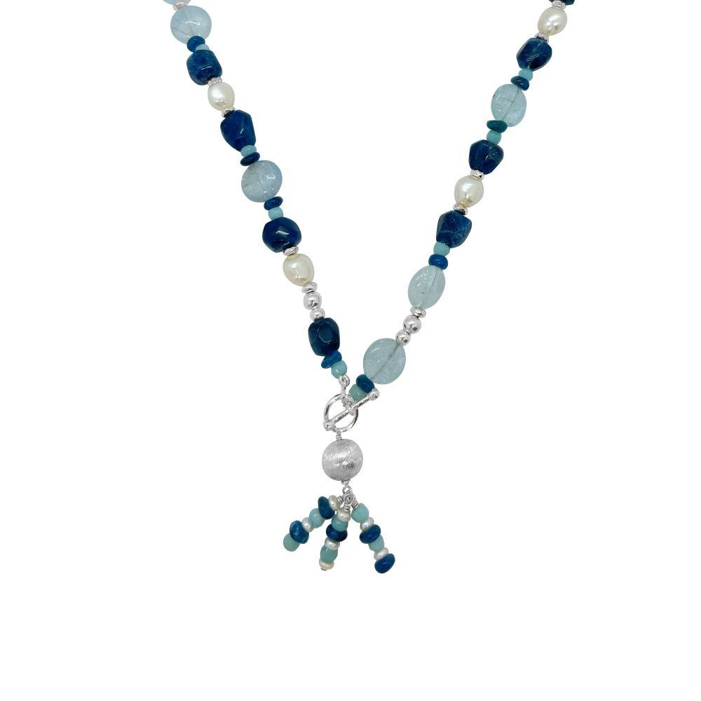 Aquamarine, Apatite & Pearl Necklace by Jupp