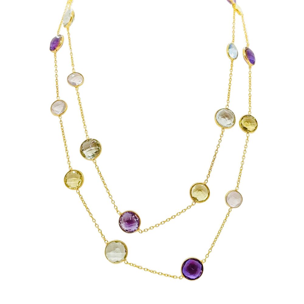 Amethyst & Topaz - Mixed Colours Opera Length Necklace