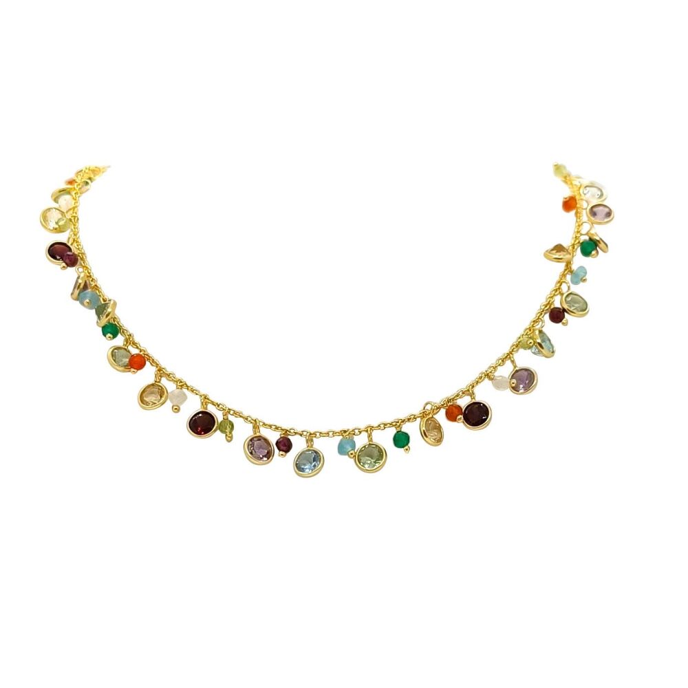 Amethyst, Garnet & Topaz - Mixed Colours Necklace