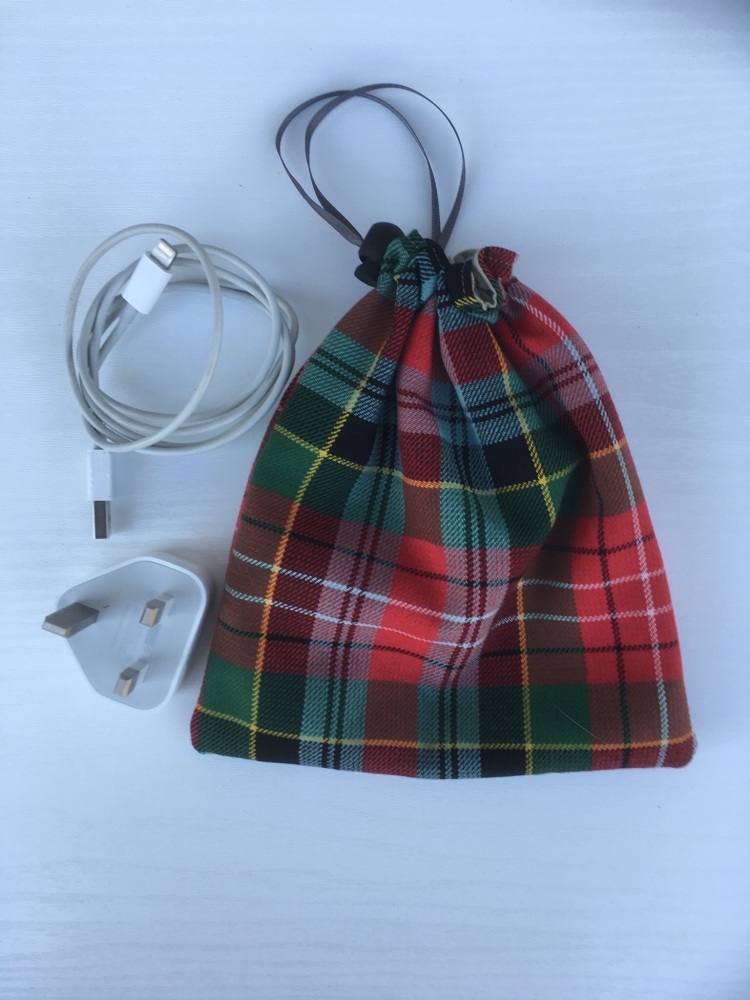 Small Caledonia tartan gadget/makeup bag