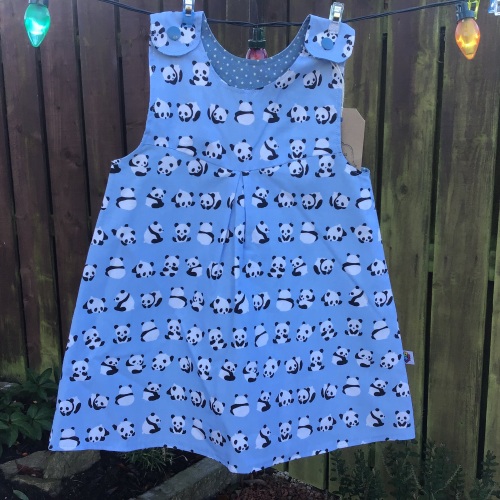 12-18 months Blue Pandas and mini stars Reversible dress