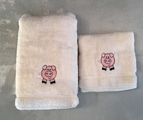 PERSONALISED OPTION - Rainbow and cloud embroidered luxury hand towel and f