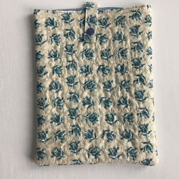 Blue Flower quilted iPad/Tablet cover