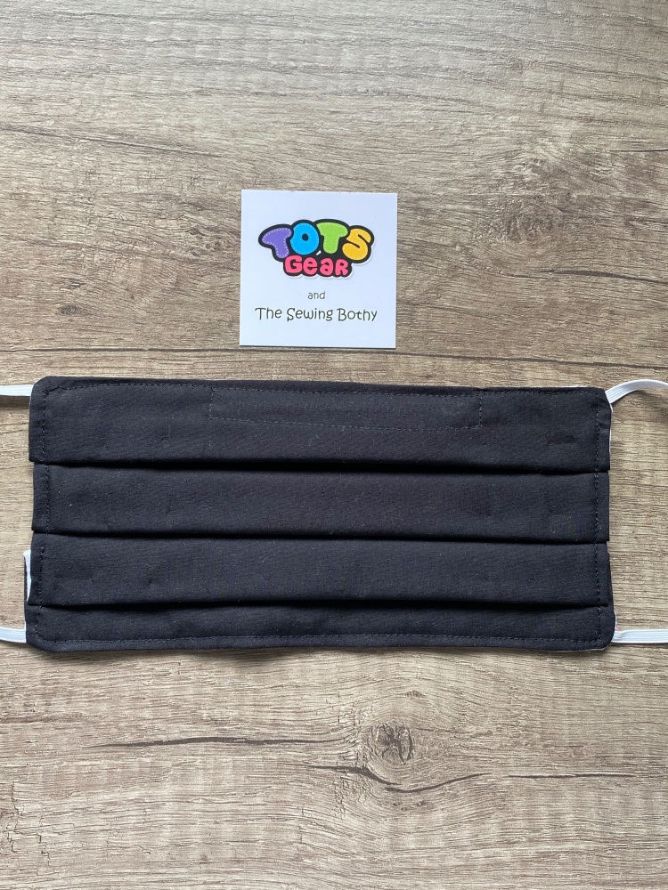 Black plain Face Mask - 4 sizes/options available to order