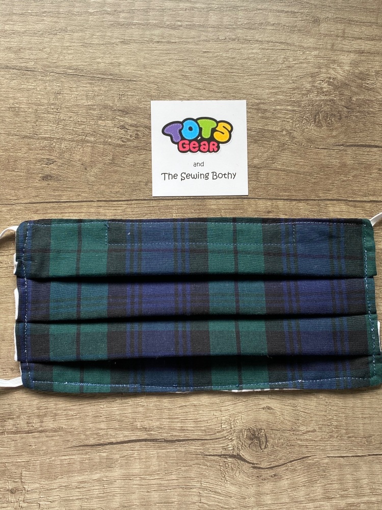 Black Watch Tartan Face Mask - 4 sizes/options available to order