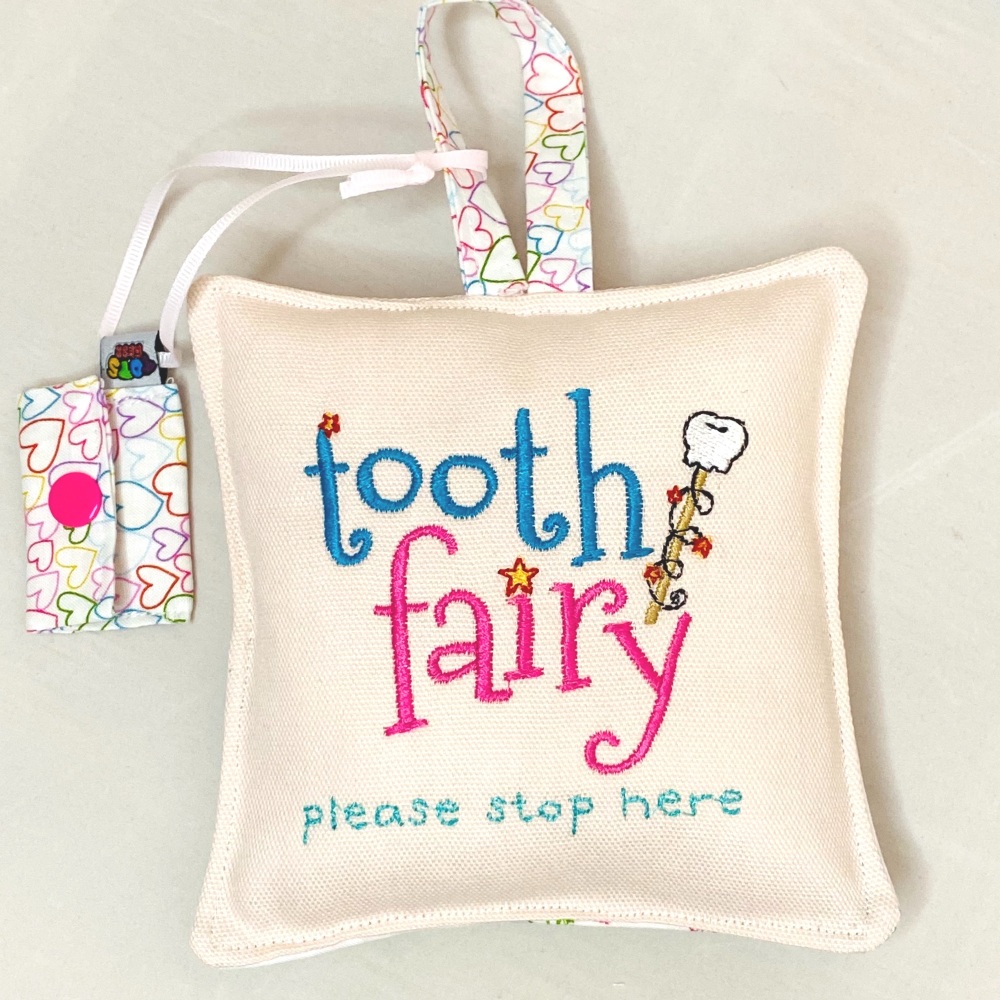 Pink Embroidered Tooth Fairy Pillow