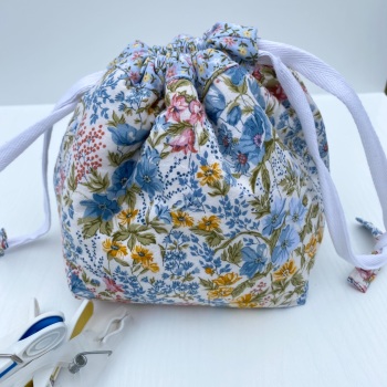 Peg Bag or Hobby Bag  - Blue Floral