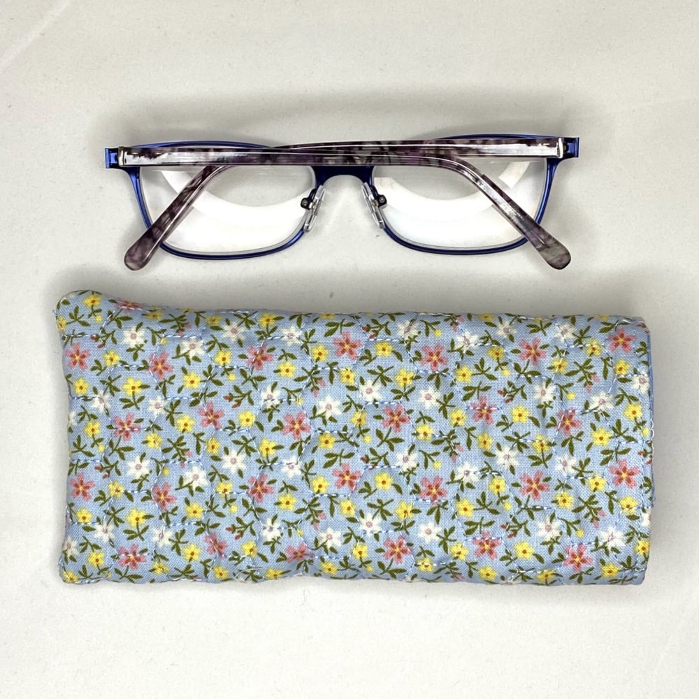 Pale blue with tiny flower pattern Reading Glasses case