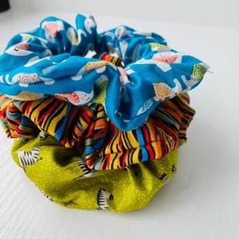 Jungle themed colourful Hair Scrunchies - set of three