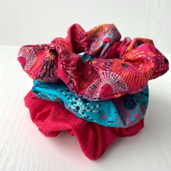 Set of Three Hair Scrunchies in Fabrics from the Reef Range by Makower