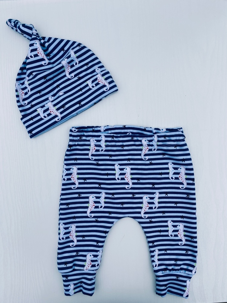 Seahorse Navy and white striped Hare Slim Leggings - 0-3 mths to 6 years  (