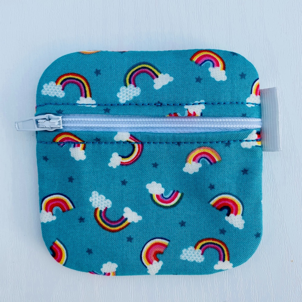Turquoise Rainbow Zipped purse - small