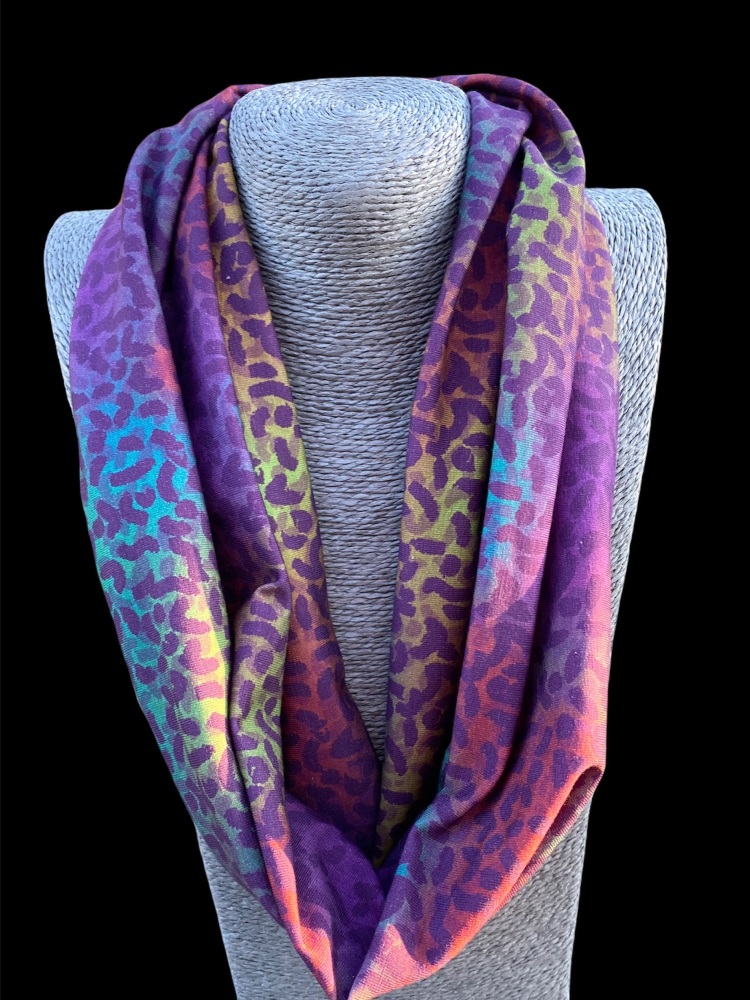 Purple Multi Print Jersey Cotton Infinity Scarf